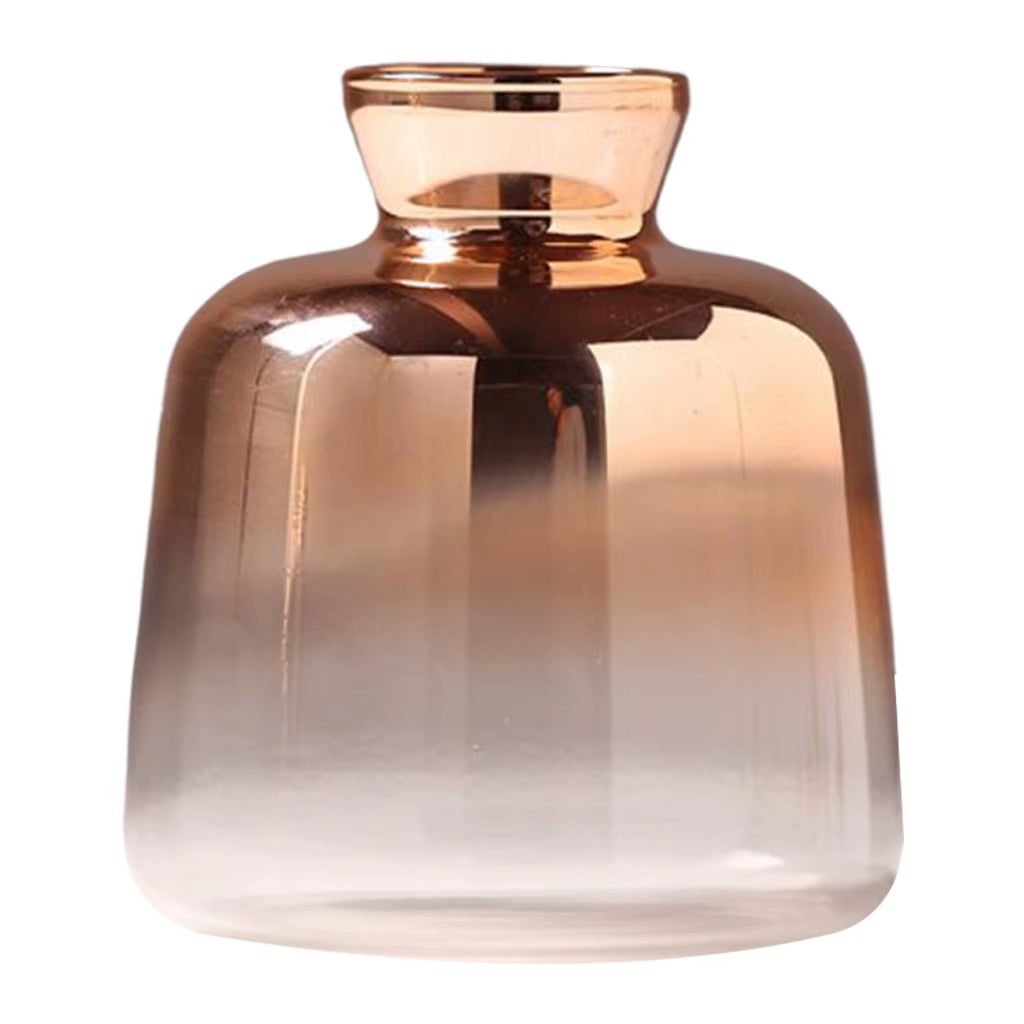 Decorative Glass Flower Gold Bottle Transparent Flower Pot Planter Tabletop Glass Vase for Home Garden Wedding Office Decoration