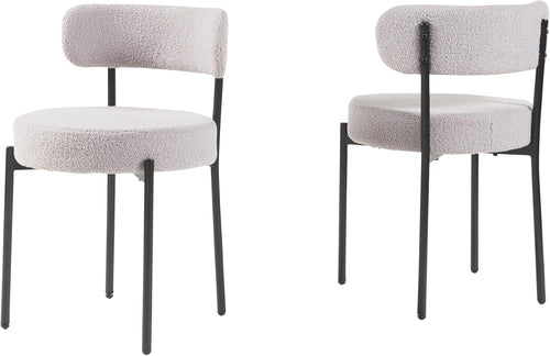 Modern Dining Room Chairs, Mid-Century round Upholstered Boucle
