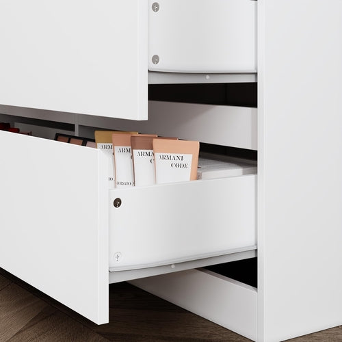 6 Drawer Dresser With Rotatable Tabletop White Home Office