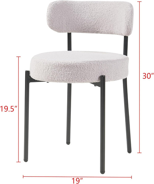 Modern Dining Room Chairs, Mid-Century round Upholstered Boucle
