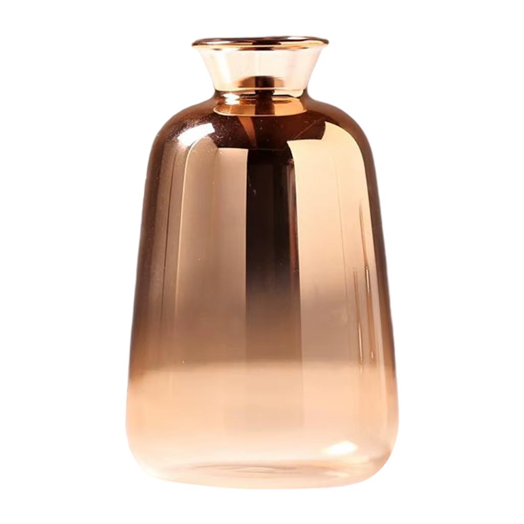 Decorative Glass Flower Gold Bottle Transparent Flower Pot Planter Tabletop Glass Vase for Home Garden Wedding Office Decoration