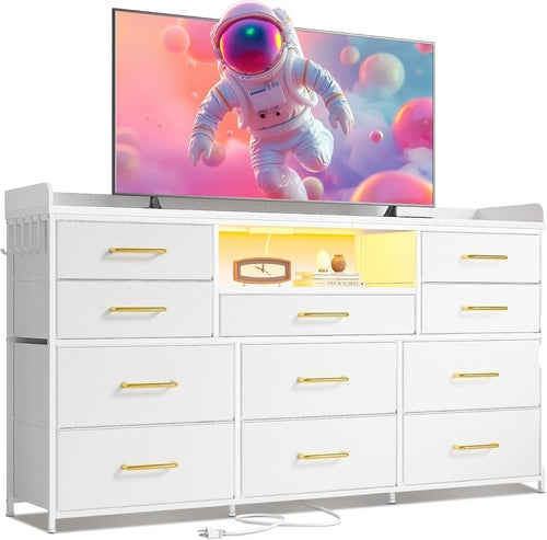Dresser for Bedroom with 11 Drawers for 60" TV Stand for Bedroom with