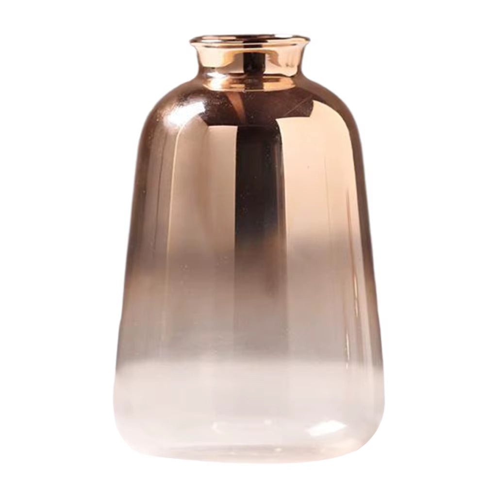 Decorative Glass Flower Gold Bottle Transparent Flower Pot Planter Tabletop Glass Vase for Home Garden Wedding Office Decoration