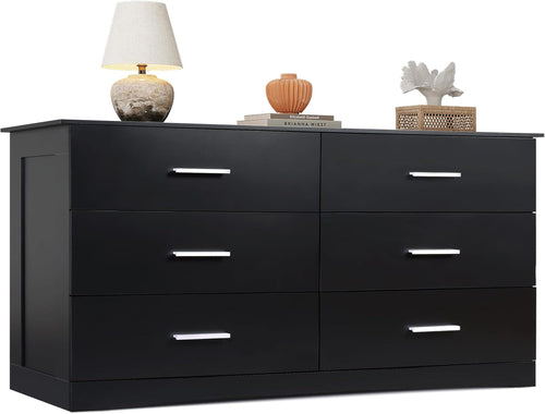 Wood Dresser for Bedroom, Wide Chest of Drawers with 6 Drawer, Oak