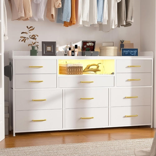 Dresser for Bedroom with 11 Drawers for 60" TV Stand for Bedroom with