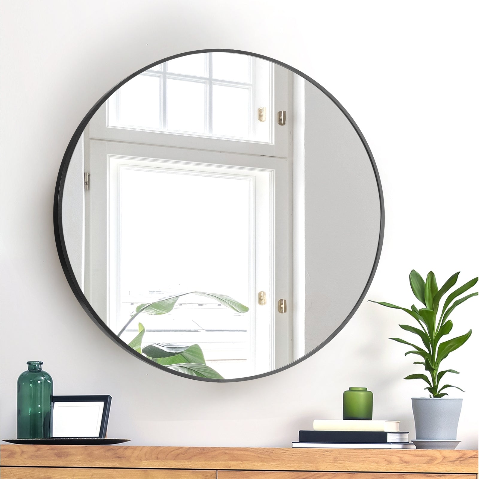 Oikiture Wall Mirrors round Makeup Mirror Home Decor 50/60/70/80/90