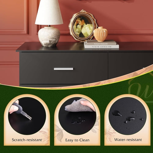 Wood Dresser for Bedroom, Wide Chest of Drawers with 6 Drawer, Oak