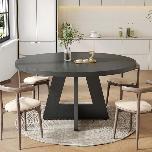 round Dining Table for 4-6 People, 47 Inches Dining Room Table with