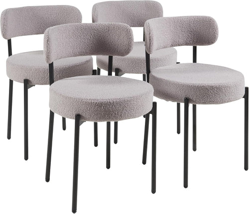 Modern Dining Room Chairs, Mid-Century round Upholstered Boucle