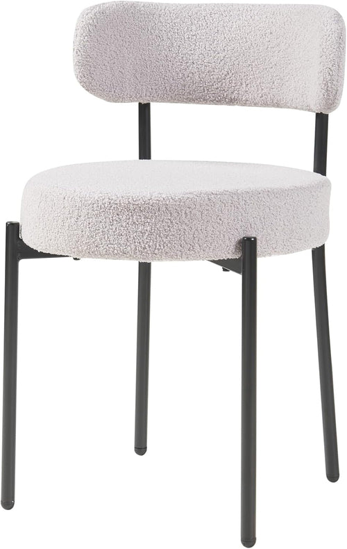 Modern Dining Room Chairs, Mid-Century round Upholstered Boucle