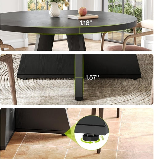 round Dining Table for 4-6 People, 47 Inches Dining Room Table with