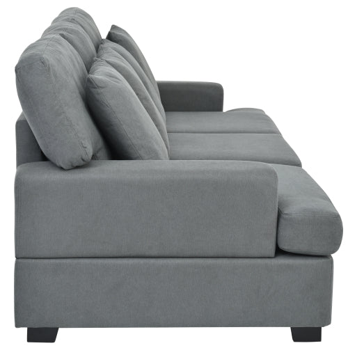 Three Seat Sofa & Removable Back and Seat Cushion & 4 Pillows