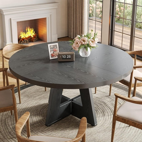 round Dining Table for 4-6 People, 47 Inches Dining Room Table with