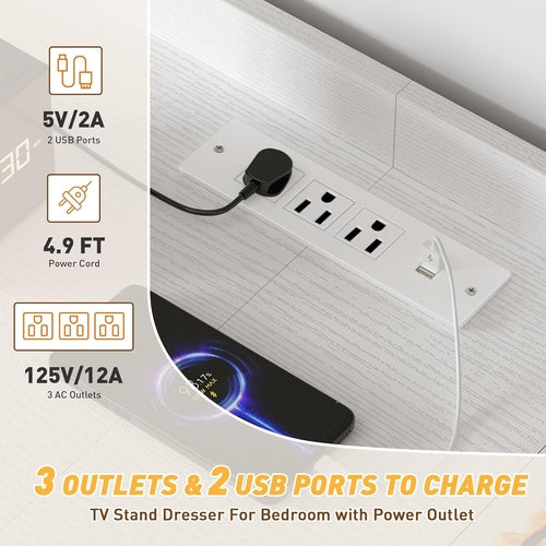 Dresser for Bedroom with 11 Drawers for 60" TV Stand for Bedroom with